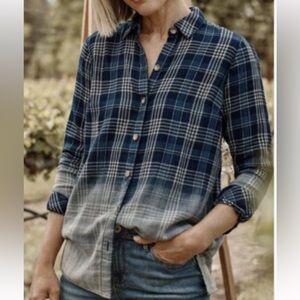 J. Jill | 100% Cotton Ombré Plaid Super Soft Flannel, Size MP